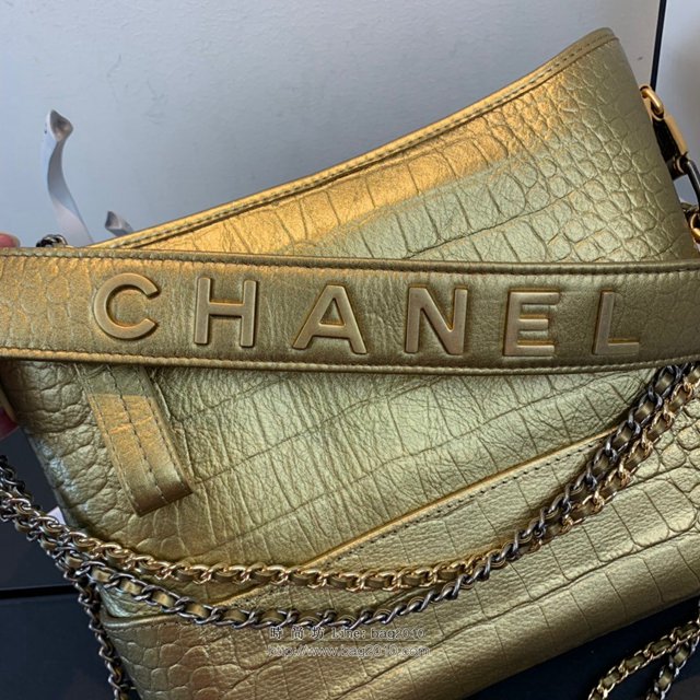Chanel女包 91810 2019新款 Chanel Gabrielle鱷魚流浪包 皮裹鏈條 香奈爾肩背包 香奈兒流浪包  djc2623
